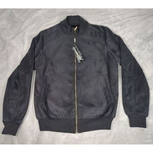 AC Shearling Jacket Mens Medium Black Full Zip Bomber‎ Montone Italy NWD